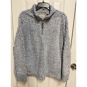 Weatherproof Vintage Sherpa Qtr Zip Pullover Women L Blue Teddy Fleece Jacket